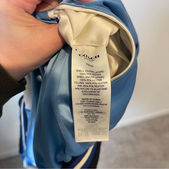 Vintage Coach Reversible Varsity Jacket M/L Blue Satin Bomber Floral Snap *Flaw - Picture 16 of 16